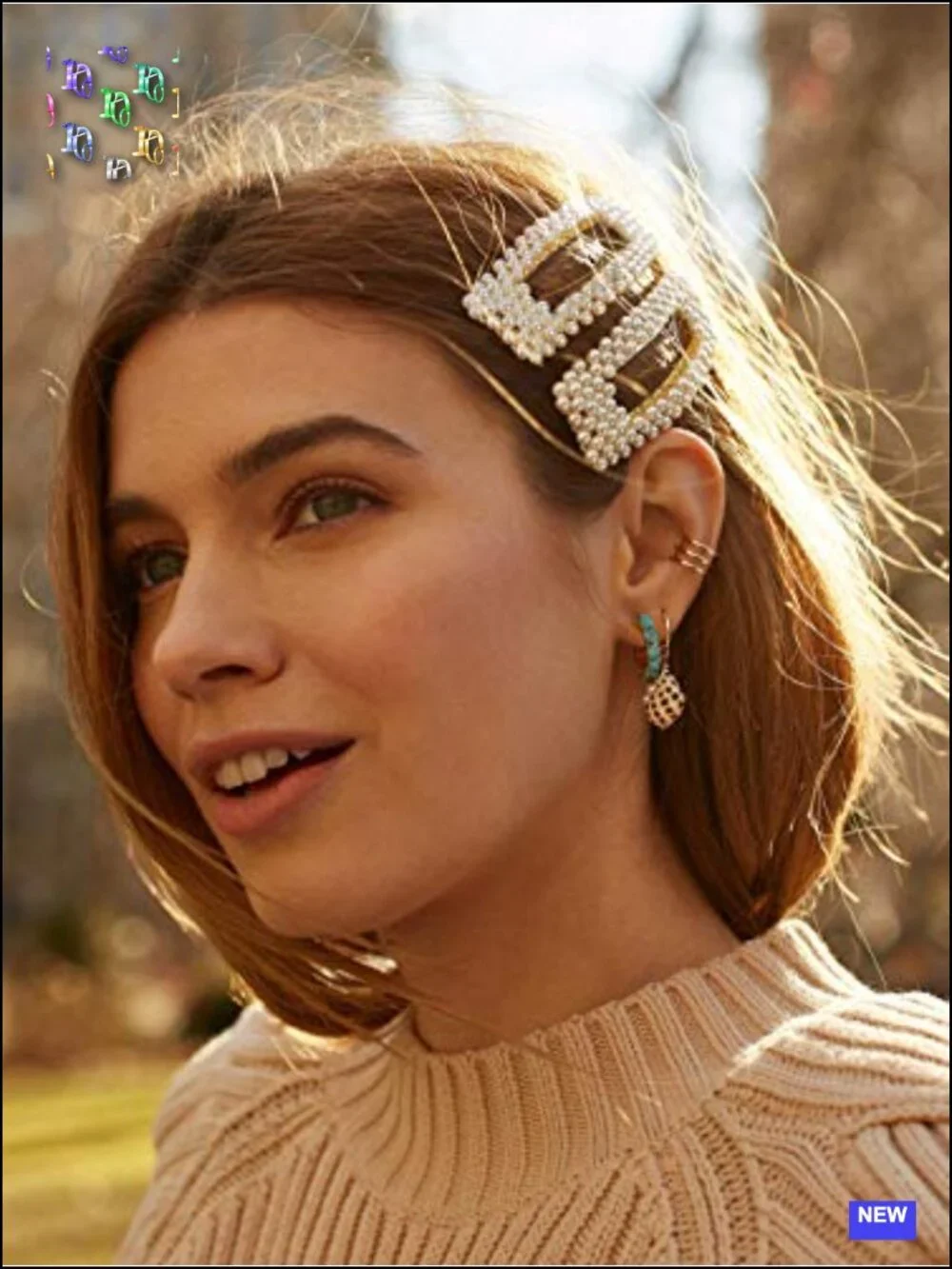 Pearl Snap Hair Clips Gold Alligator Barrettes Women
